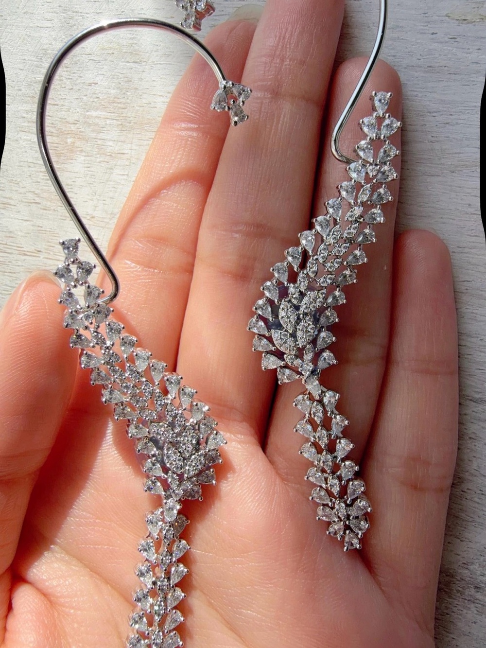 Silver Crystal Cascade Drop Earrings - Elegant Women’s Jewelry
